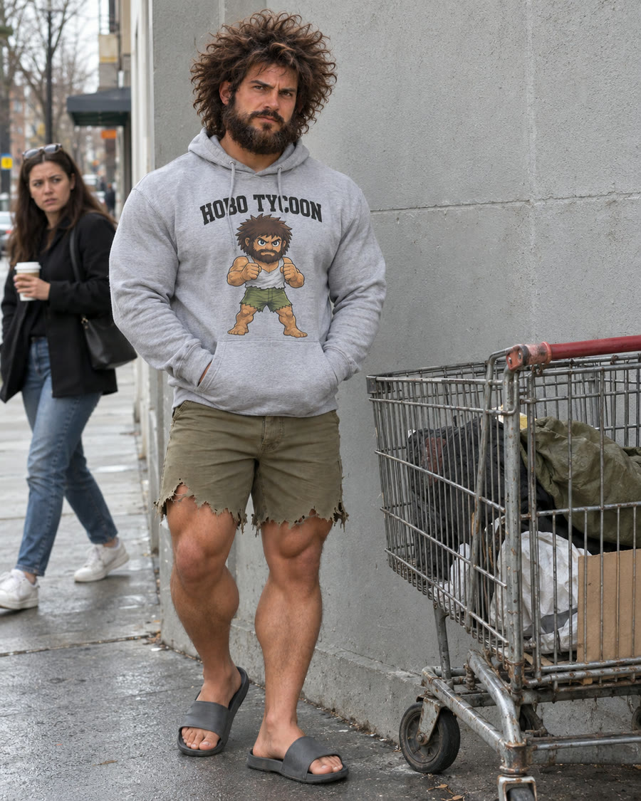 Oliver wearing the Hobo Tycoon hoodie